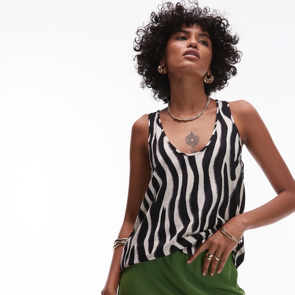 Mango Satin Zebra Print Top